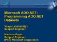 Microsoft ADO.NET: Programming ADO.NET Datasets Vijaya Lakshmi Byri Support Engineer Manisha Gupta S PowerPoint PPT Presentation