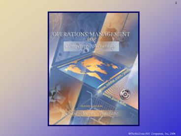 Production and Operations Management: Manufacturing and Services
