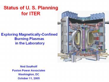 Status of U. S. Planning for ITER