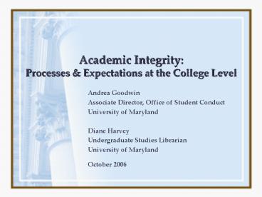 Academic Integrity: Processes