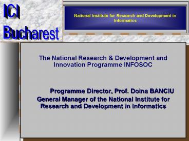 National Institute for Research and Development in Informatics