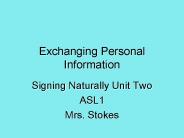 Exchanging Personal Information