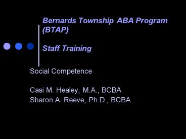 Bernards Township ABA Program BTAP Staff Training