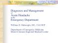 Diagnoses and Management of Acute Headache in the Emergency Department William B. Halacoglu, DO., FA PowerPoint PPT Presentation