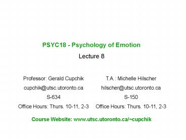 PSYC18 Psychology of Emotion