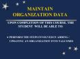 MAINTAIN ORGANIZATION DATA PowerPoint PPT Presentation