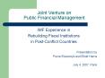 Joint Venture on Public Financial Management PowerPoint PPT Presentation