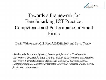 PPT – Towards a Framework for Benchmarking ICT Practice, Competence and ...