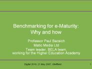 Benchmarking for e-Maturity: Why and how