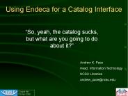 Using Endeca for a Catalog Interface
