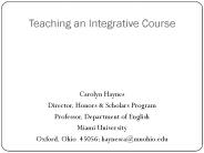 Teaching an Integrative Course
