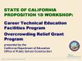 STATE OF CALIFORNIA PROPOSITION 1D WORKSHOP: Career Technical Education Facilities Program Overcrowd PowerPoint PPT Presentation