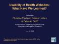 Usability of Health Websites: What Have We Learned PowerPoint PPT Presentation