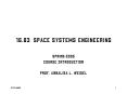 16.83 Space Systems Engineering PowerPoint PPT Presentation