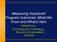 Measuring Vocational Program Outcomes: What We Know and Whats Next PowerPoint PPT Presentation