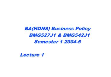 BAHONS Business Policy