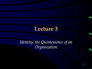 Identity: the Quintessence of an Organization