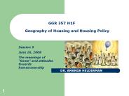 GGR 357 H1F Geography of Housing and Housing Policy