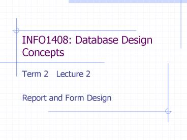 INFO1408: Database Design Concepts