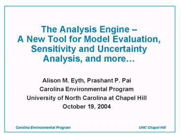 Carolina Environmental Program UNC Chapel Hill