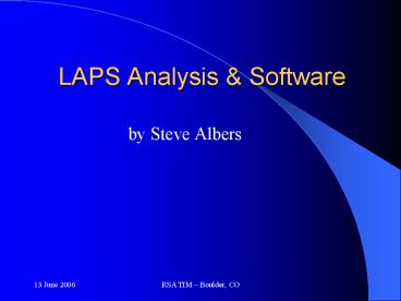 LAPS Analysis