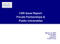 CSR Issue Report: Private Partnerships PowerPoint PPT Presentation