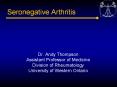 Seronegative Arthritis PowerPoint PPT Presentation
