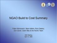 NGAO Build to Cost Summary
