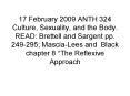 17 February 2009 ANTH 324 Culture, Sexuality, and the Body. READ: Brettell and Sargent pp. 249295 Ma PowerPoint PPT Presentation