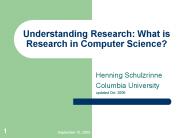 Understanding Research: What is Research in Computer Science
