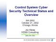 Control System Cyber Security Technical Status and Overview PowerPoint PPT Presentation