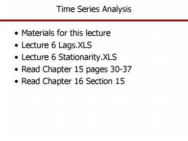 Time Series Analysis