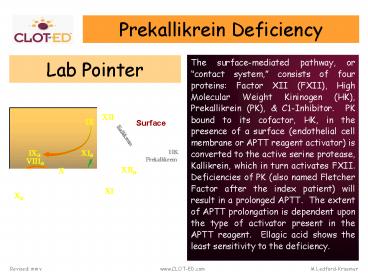 Prekallikrein Deficiency