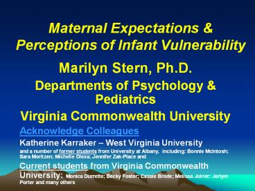 Maternal Expectations