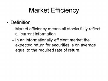 Market Efficiency