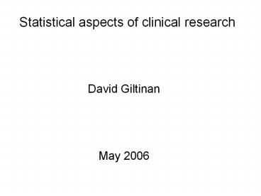 Statistical aspects of clinical research
