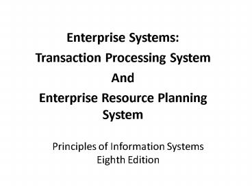 Principles of Information Systems Eighth Edition