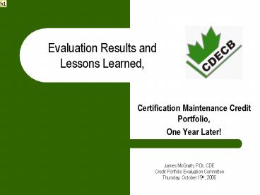 Certification Maintenance Credit Portfolio,