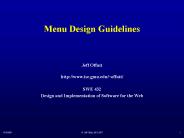 Menu Design Guidelines