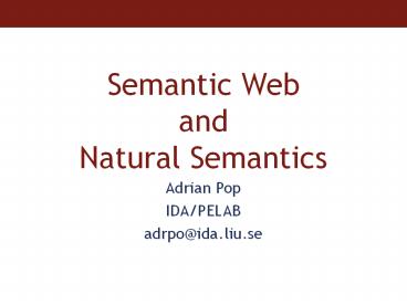Semantic Web and Natural Semantics