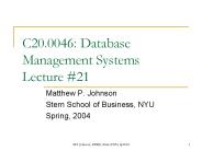 C20.0046: Database Management Systems Lecture