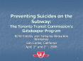 Preventing Suicides on the Subway: The Toronto Transit Commission PowerPoint PPT Presentation