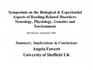 Symposium on the Biological