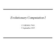 Evolutionary Computation I