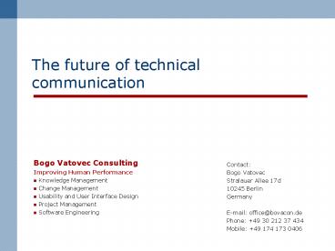 The future of technical communication