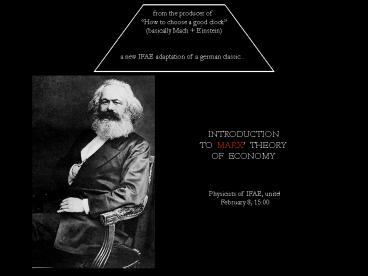 INTRODUCTION TO MARX THEORY OF ECONOMY