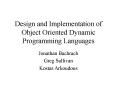 Design and Implementation of Object Oriented Dynamic Programming Languages PowerPoint PPT Presentation