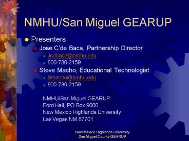 NMHUSan Miguel GEARUP