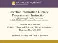 Effective Information Literacy Programs and Instruction: Collaborating with Faculty, Developing Scal PowerPoint PPT Presentation