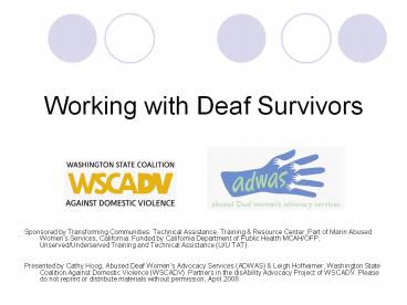 Working with Deaf Survivors